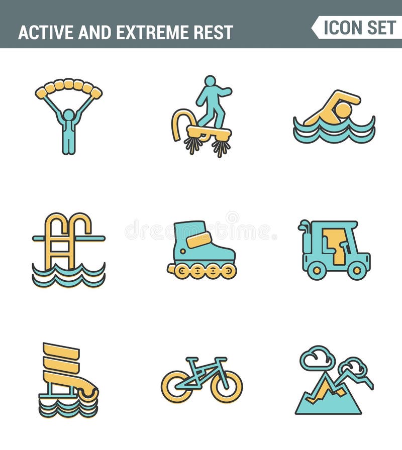 Les icônes rayent la qualité de la meilleure qualité réglée du style de vie actif et extrême de passe-temps de sports de week-end illustration libre de droits Les icônes rayent la qualité de la meilleure qualité réglée du style de vie actif et extrême de passe-temps de sports de week-end illustration libre de droits