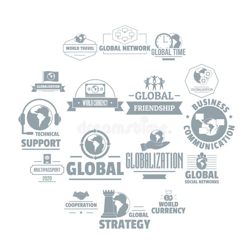 Les icônes de logo d'affaires globales ont placé, style simple illustration libre de droits Les icônes de logo d'affaires globales ont placé, style simple illustration libre de droits