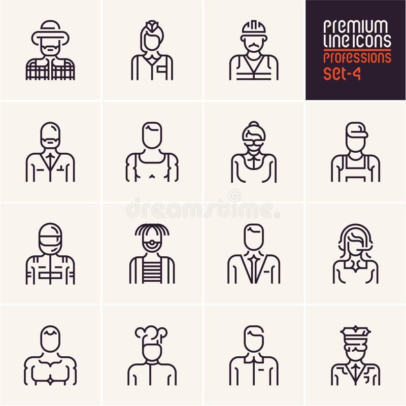 Les icônes de professions ont placé, des professions de personnes, affaires, travailleurs, employé illustration de vecteur Les icônes de professions ont placé, des professions de personnes, affaires, travailleurs, employé illustration de vecteur
