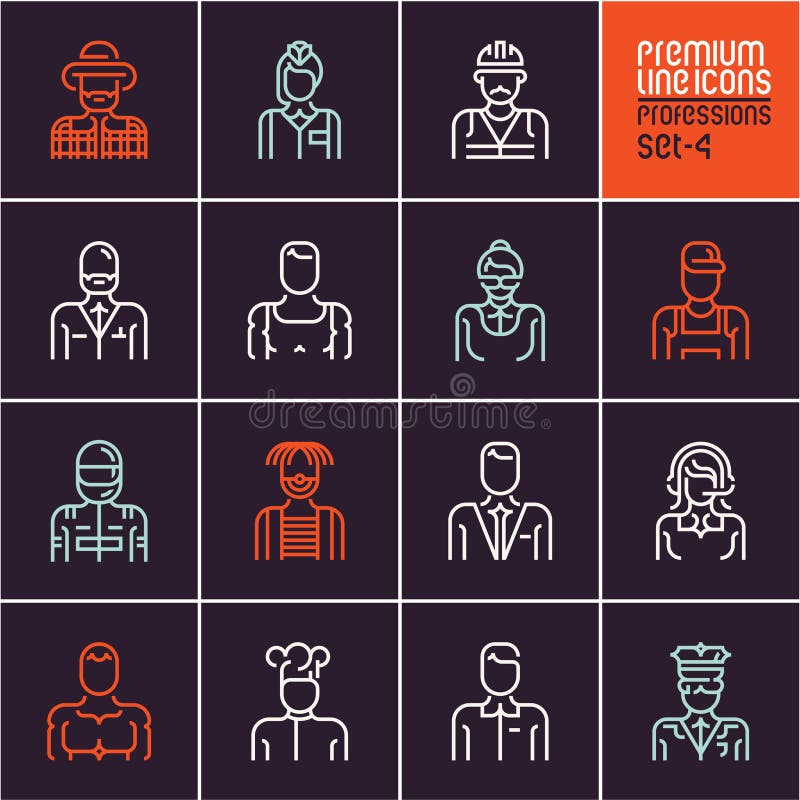 Les icônes de professions ont placé, des professions de personnes, affaires, travailleurs, employé, des vecteurs d'isolement par illustration stock Les icônes de professions ont placé, des professions de personnes, affaires, travailleurs, employé, des vecteurs d'isolement par illustration stock