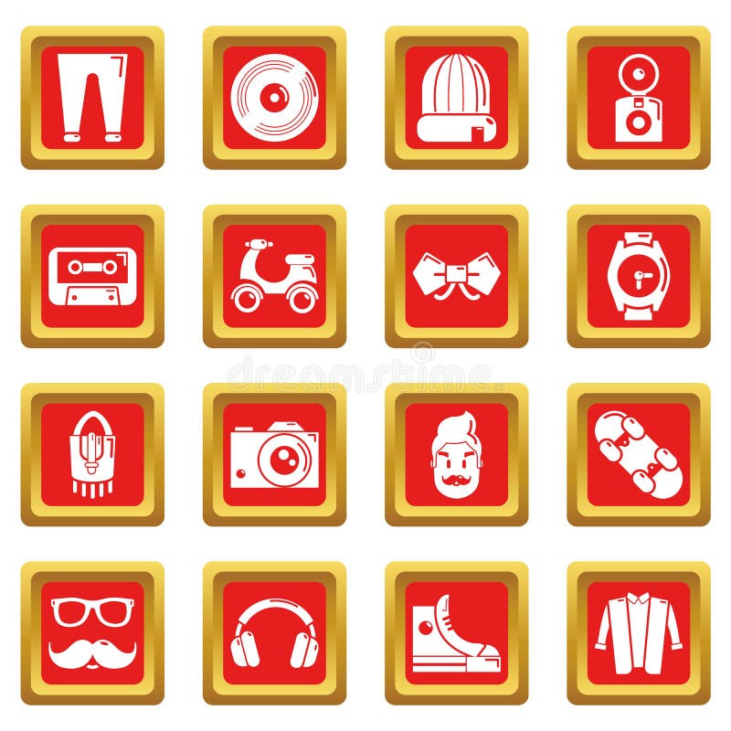 Les icônes de symboles de hippie ont placé le vecteur de place rouge illustration de vecteur Les icônes de symboles de hippie ont placé le vecteur de place rouge illustration de vecteur