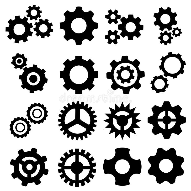 Gears icons vector set. Gear icon. Settings or options Illustration symbol for web sites or mobile. Gears icons vector set. Gear icon. Settings or options Illustration symbol for web sites or mobile.