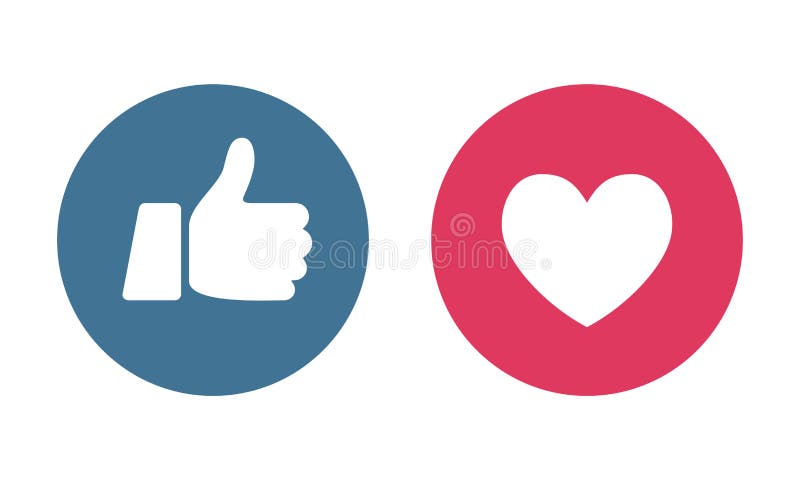 Les icÃ´nes des mÃ©dias sociaux Like and Heart - illustration illustration de vecteur