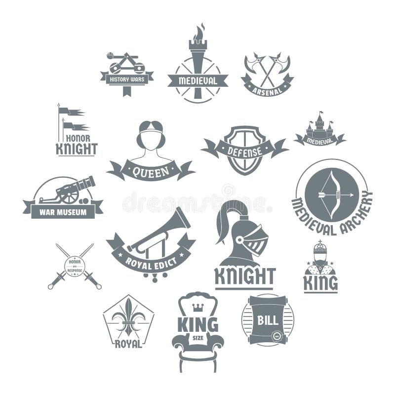 Les icônes médiévales de logo de chevalier ont placé, style simple illustration libre de droits Les icônes médiévales de logo de chevalier ont placé, style simple illustration libre de droits