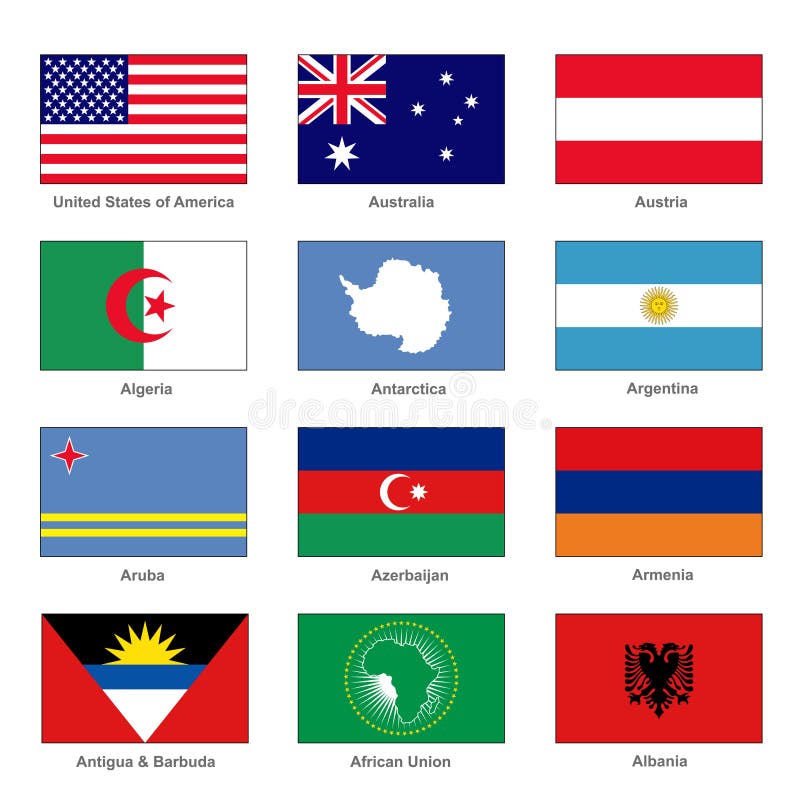 Les indicateurs du monde ont placé Pays de nom de la lettre A Vecteur illustration de vecteur Les indicateurs du monde ont placé Pays de nom de la lettre A Vecteur illustration de vecteur
