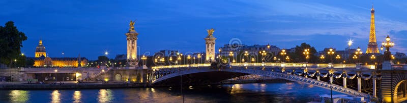 Les Invalides, Pont Alexandre III et Tour Eiffel à Paris