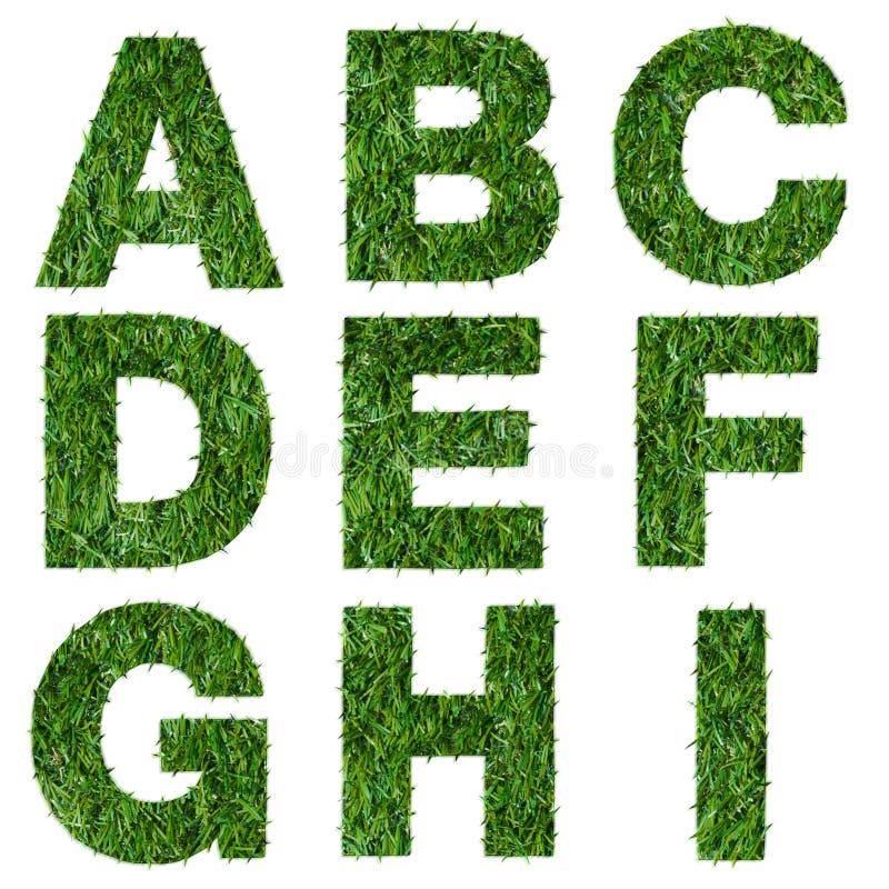 Les lettres a, b, c, d, e, f, g, h, j'ai fait de l'herbe verte