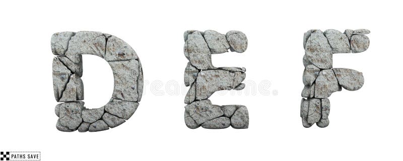 Les lettres de pierre d 3d r rendent. Alphabet de roche. Économies de navigation. illustration libre de droits