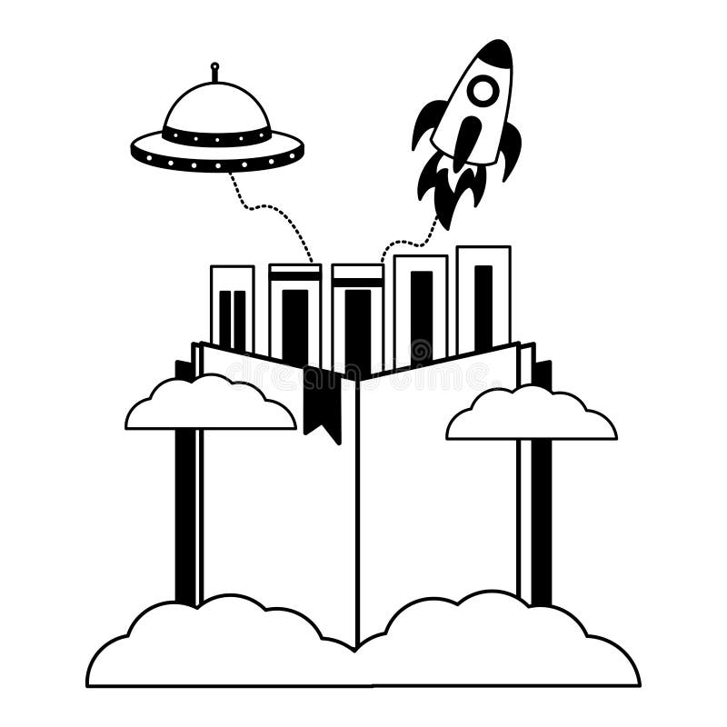 Les livres montent en flèche l'UFO illustration stock Les livres montent en flèche l'UFO illustration stock