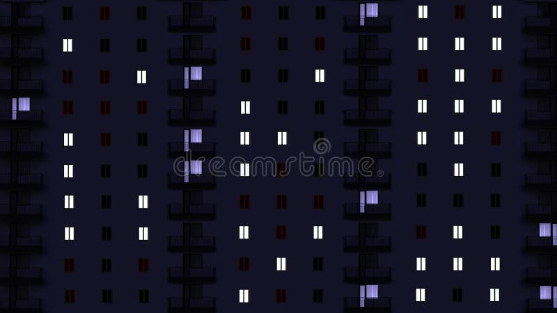 Les lumières clignotent dans les fenêtres du bâtiment à plusieurs étages banque de vidéos