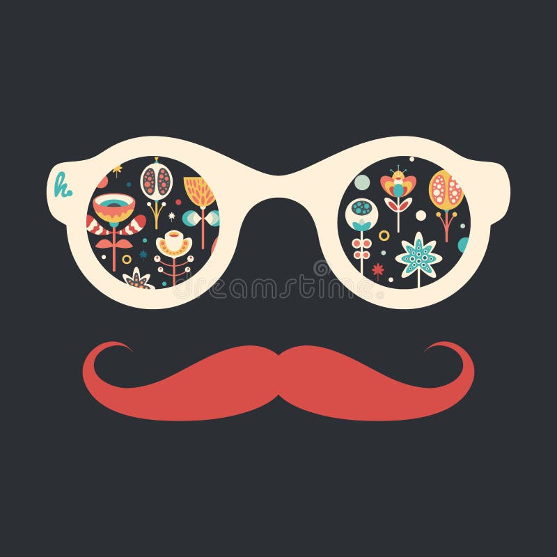 Les lunettes de soleil de vintage de hippie avec Noël coloré fleurissent sur le fond foncé illustration libre de droits Les lunettes de soleil de vintage de hippie avec Noël coloré fleurissent sur le fond foncé illustration libre de droits