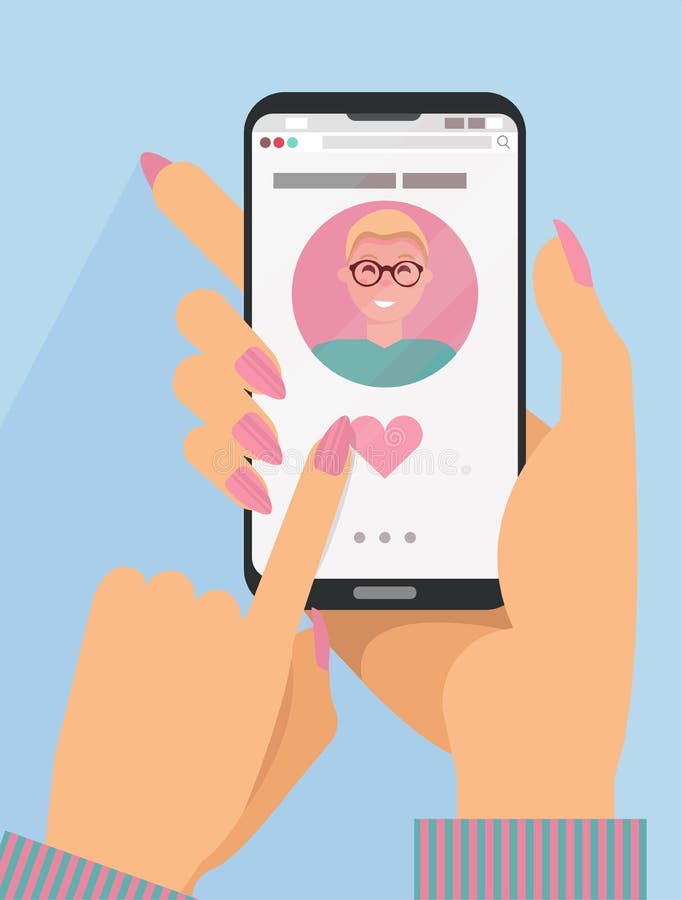 Les mains de la femme tenant le smartphone avec l'homme blond mignon avec des lunettes sur l'écran Concept en ligne de datation L illustration de vecteur Les mains de la femme tenant le smartphone avec l'homme blond mignon avec des lunettes sur l'écran Concept en ligne de datation L illustration de vecteur