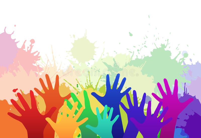 Les mains des enfants multicolores d'arc-en-ciel illustration stock Les mains des enfants multicolores d'arc-en-ciel illustration stock