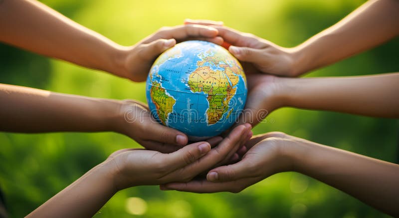 Les mains des enfants pour protéger la Terre illustration de vecteur