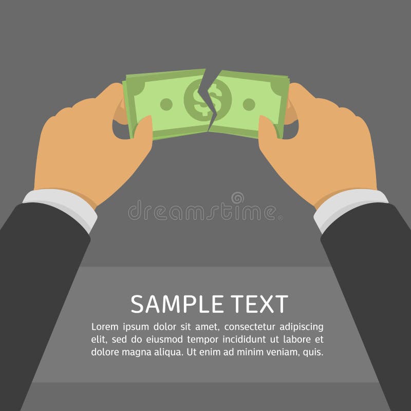 Les mains ont déchiré le billet de banque illustration stock Les mains ont déchiré le billet de banque illustration stock