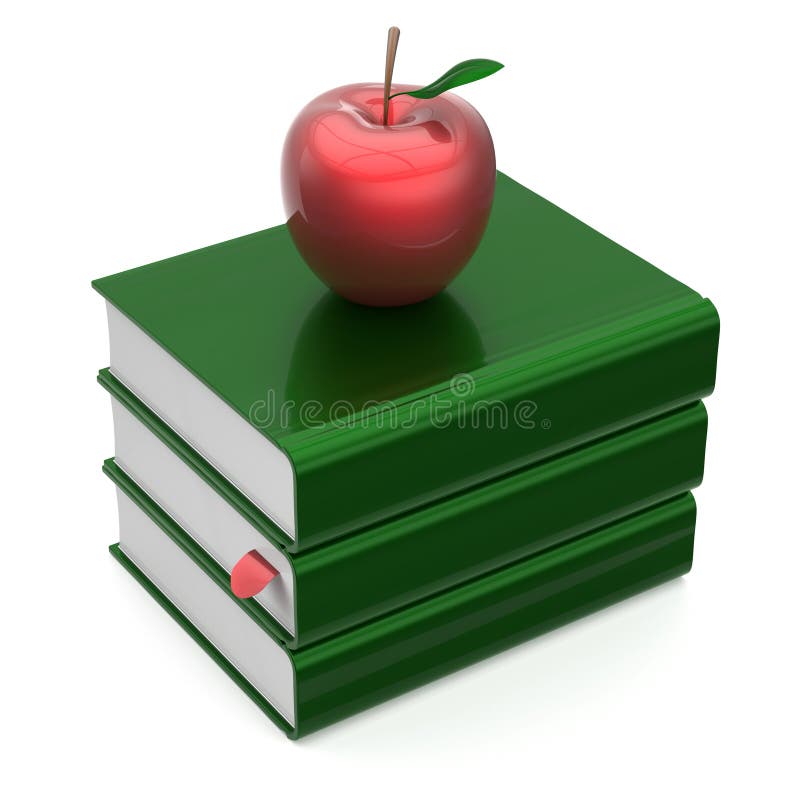 Les manuels vides rouges de repère de pomme verte de livres empilent l'icône