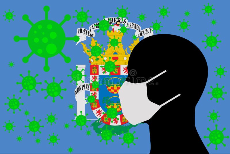 Les masques protecteurs de bouche ou le RO using humains de couverture de bouche ont encerclé par le virus avec l'indicateur de Me illustration stock