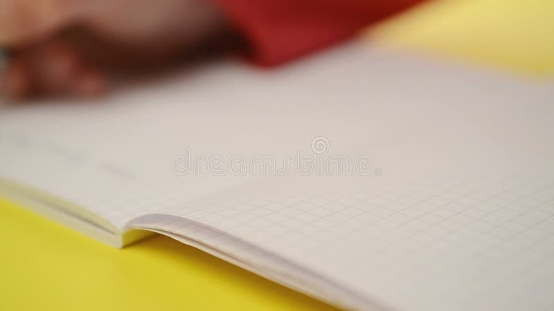 Les notes d'écriture de femme dans le carnet, se ferment vers le haut de la longueur régulière avec le foyer sélectif en main banque de vidéos