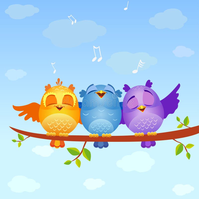 Les oiseaux chantent illustration de vecteur Les oiseaux chantent illustration de vecteur