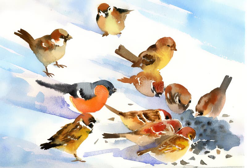 Les oiseaux mangent illustration libre de droits Les oiseaux mangent illustration libre de droits