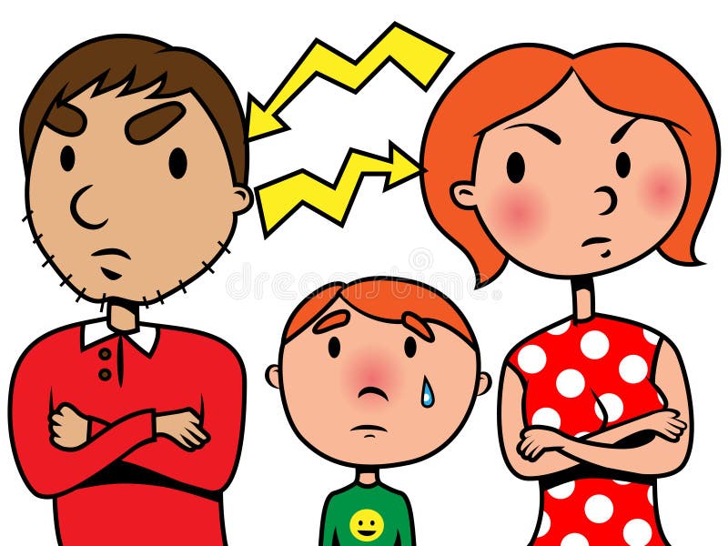 Les parents discutent ou divorcent et l'enfant souffre illustration libre de droits Les parents discutent ou divorcent et l'enfant souffre illustration libre de droits