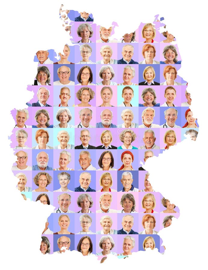Les personnes âgées sur la carte de l'allemagne comme concept de population image stock