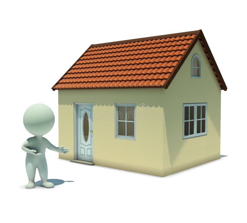 les petits gens 3d - affichez une maison illustration de vecteur les petits gens 3d - affichez une maison illustration de vecteur