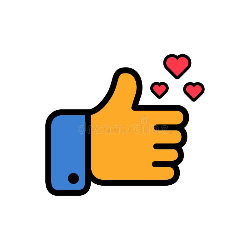 Les pouces se lèvent et les coeurs signent l'icône plate colorée de vecteur Bouton simple avec le feedback des utilisateurs pour illustration de vecteur Les pouces se lèvent et les coeurs signent l'icône plate colorée de vecteur Bouton simple avec le feedback des utilisateurs pour illustration de vecteur