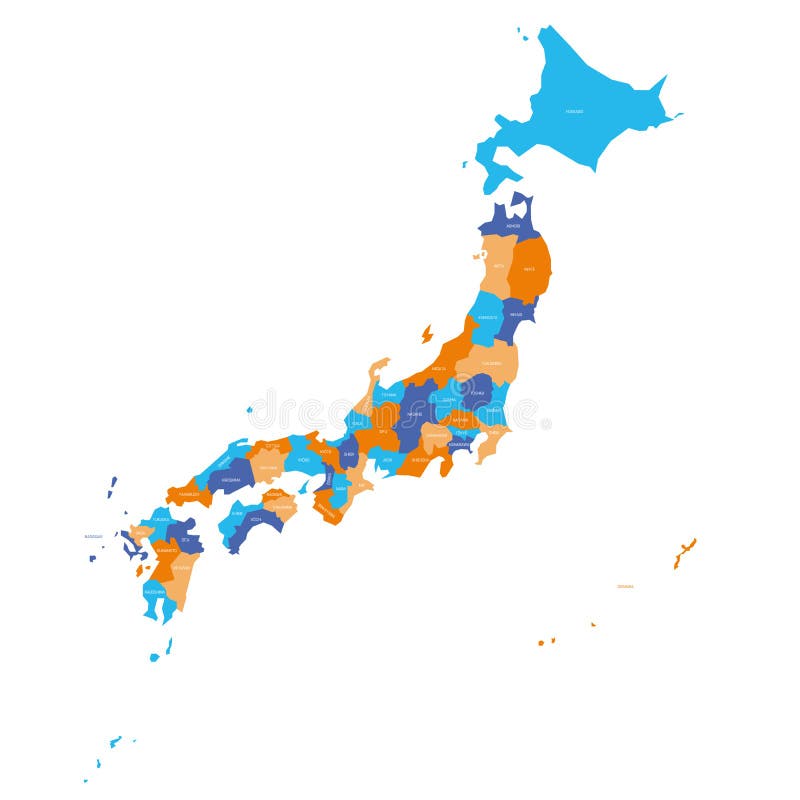 Carte Japonaise. Carte Couleur Des Provinces Du Japon. Carte Administrative  Japonaise. Régions Et Préfectures. Illustration de Vecteur - Illustration  du indicateur, asiatique: 220702638