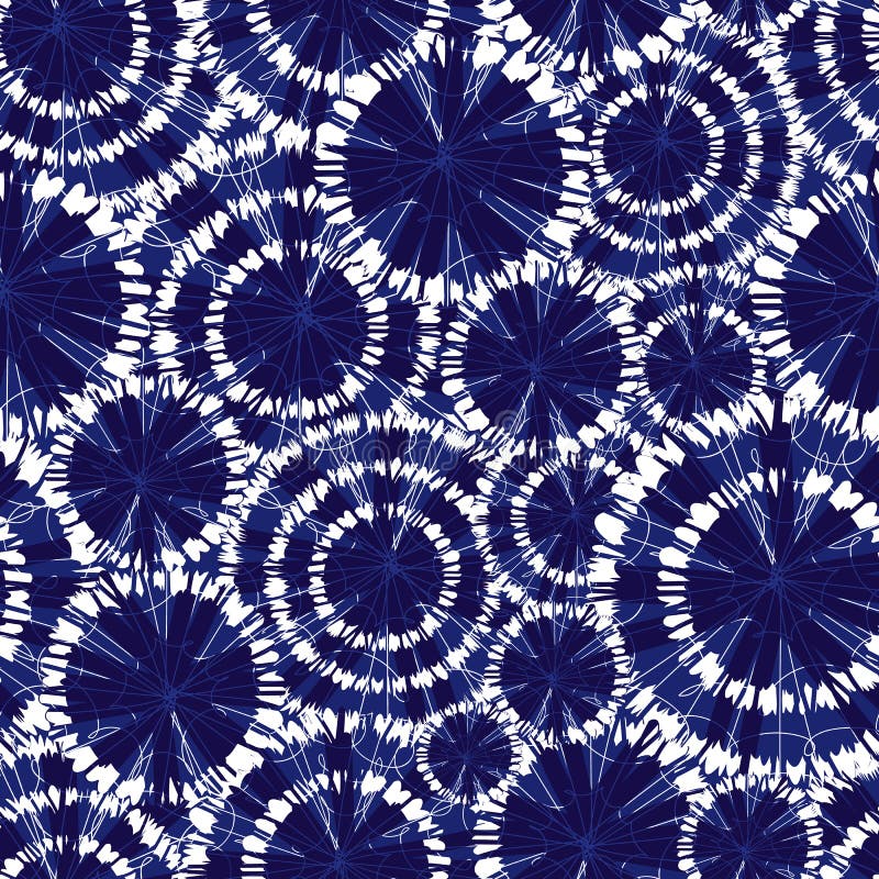 Les roues bleues de cercle de shibori de vecteur recouvrent le modèle sans couture Avec le détail de toile d'araignée Approprié a illustration libre de droits Les roues bleues de cercle de shibori de vecteur recouvrent le modèle sans couture Avec le détail de toile d'araignée Approprié a illustration libre de droits