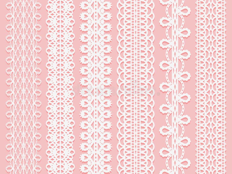 Les rubans larges de dentelle ont placé sur un fond rose illustration stock Les rubans larges de dentelle ont placé sur un fond rose illustration stock