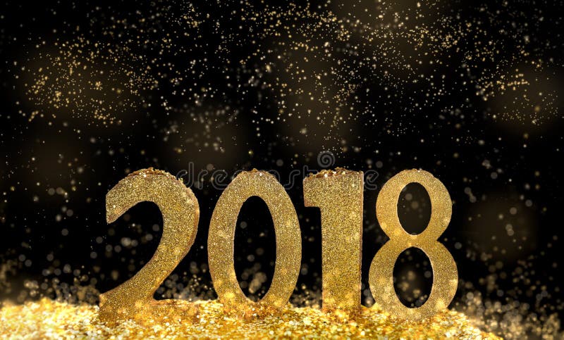 Les schémas d'or 2018 pendant la nuit images stock Les schémas d'or 2018 pendant la nuit images stock