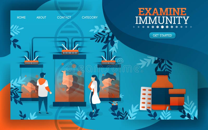 Les scientifiques sont examinants et examinants le système immunitaire du corps humain Illustration plate de vecteur de bande des illustration stock Les scientifiques sont examinants et examinants le système immunitaire du corps humain Illustration plate de vecteur de bande des illustration stock