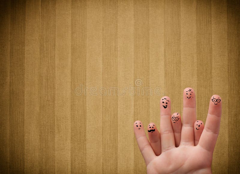 Les smiley heureux de doigt avec la rayure de vintage wallpaper le fond photographie stock Les smiley heureux de doigt avec la rayure de vintage wallpaper le fond photographie stock