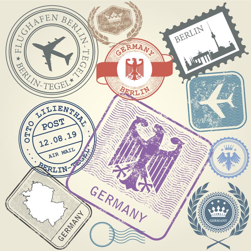 Les timbres de voyage ont placé le voyage de l'Allemagne et du Berlin illustration de vecteur Les timbres de voyage ont placé le voyage de l'Allemagne et du Berlin illustration de vecteur