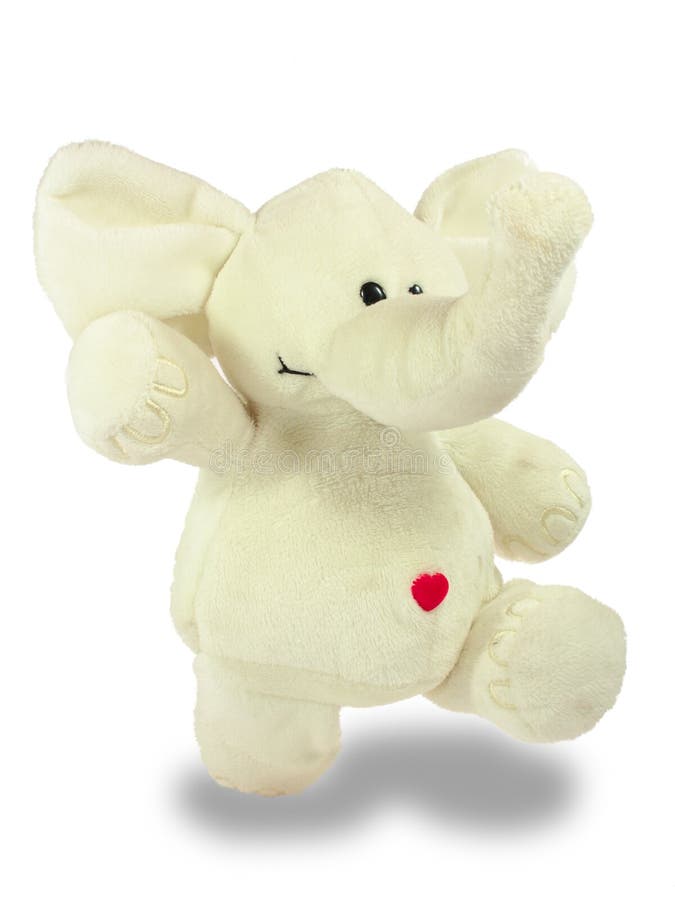 Les vacances de Valentine, coeur rouge, éléphant blanc de peluche, marchent photographie stock libre de droits Les vacances de Valentine, coeur rouge, éléphant blanc de peluche, marchent photographie stock libre de droits