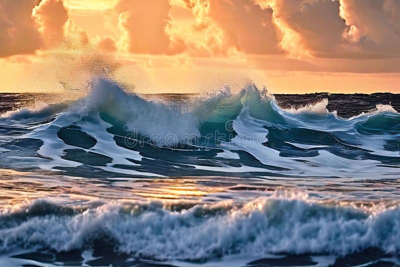 Les vagues de danger cachées de récif se brisent inopinément au-dessus d'un récif caché w illustration libre de droits