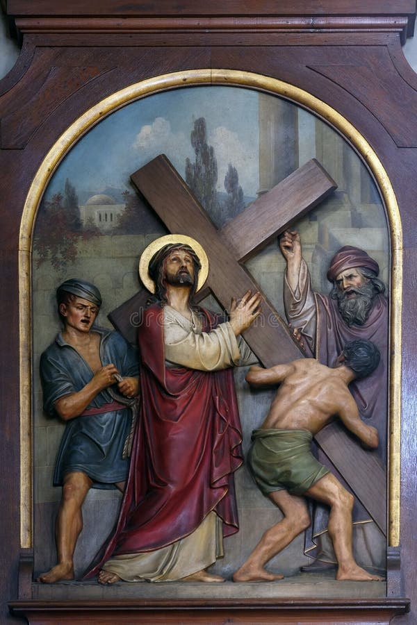 2nd Stations of the Cross, Jesus is given his cross, Basilica of the Sacred Heart of Jesus in Zagreb, Croatia. 2nd Stations of the Cross, Jesus is given his cross, Basilica of the Sacred Heart of Jesus in Zagreb, Croatia