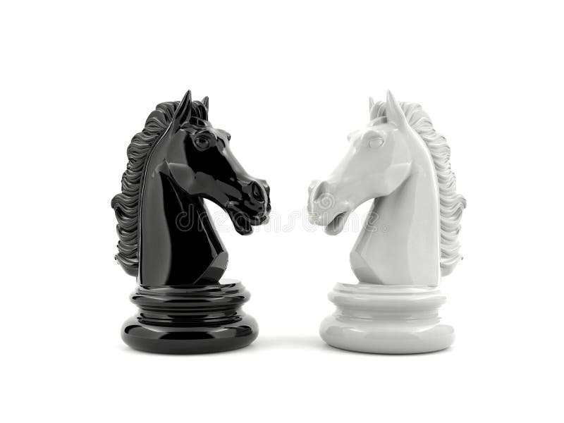 Les échecs de chevalier noir et les échecs de chevalier blanc se confrontent