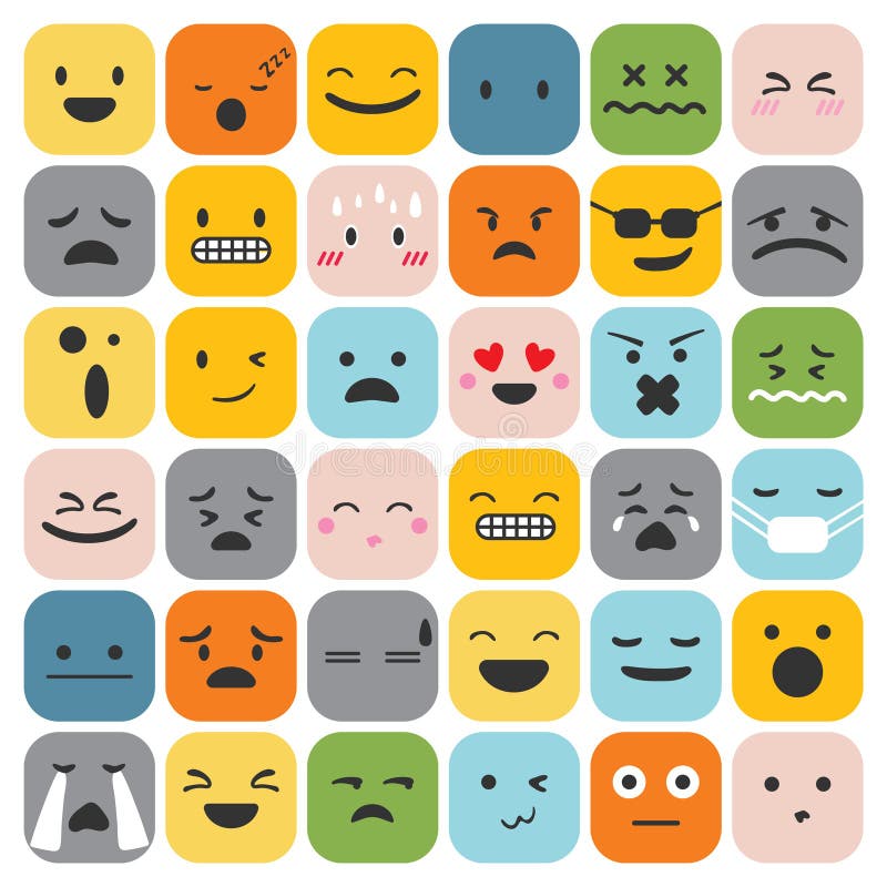 Les émoticônes d'Emoji ont placé le vecteur de collection de sentiments d'expression de visage
