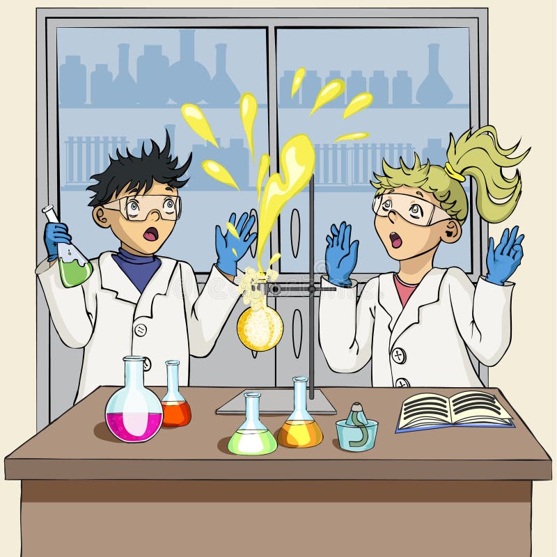 Les étudiants entreprennent une expérience chimique L'expérience a échoué illustration de vecteur Les étudiants entreprennent une expérience chimique L'expérience a échoué illustration de vecteur