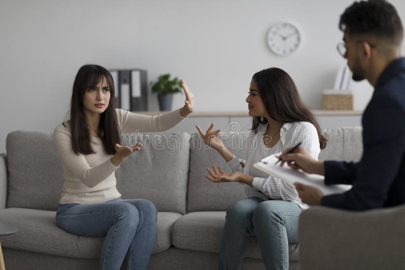 Lesbian Arab Couple On Verge Of Breakup Seeking Professional Help Arguing On Consultation With