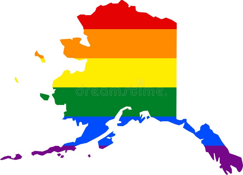 LGBT flag map of Alaska. LGBT lesbian, gay, bisexual, and transgender pride flag. LGBT flag map of Alaska. LGBT lesbian, gay, bisexual, and transgender pride flag