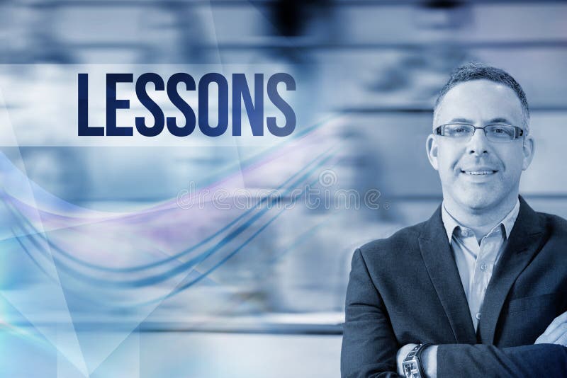 Lessons against elegant teacher with students sitting at lecture hall royalty free stock image