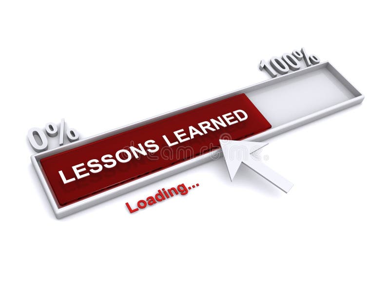 Lessons learned loading progress on white vector illustration
