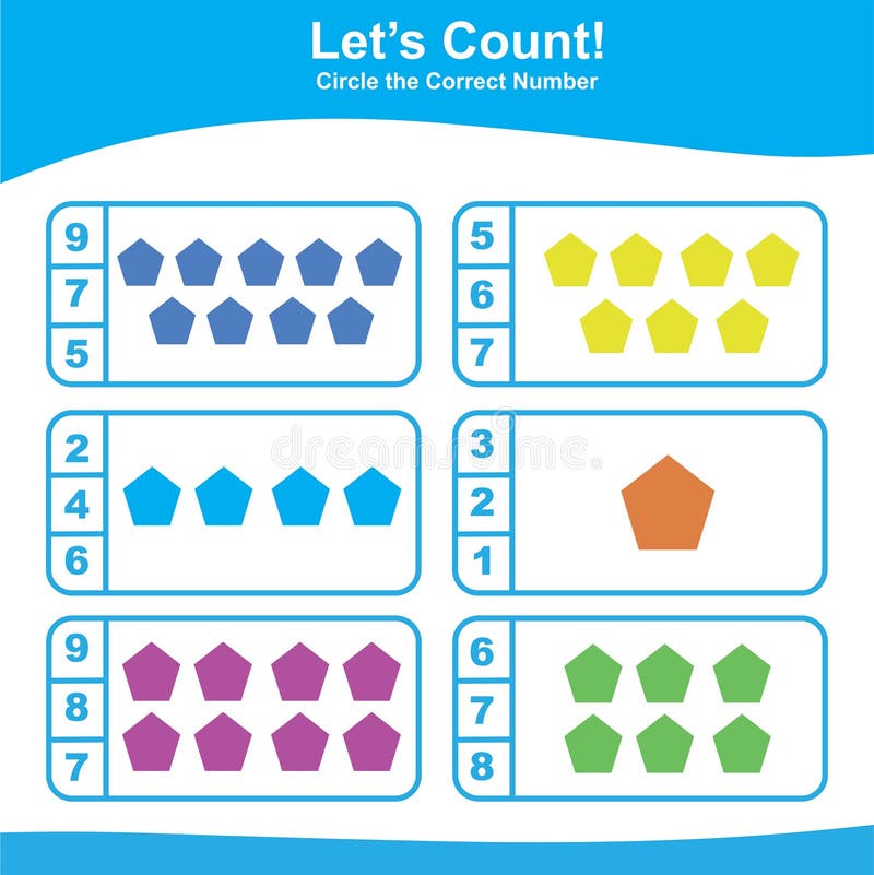 Kindergarten shapes math worksheets matching numbers