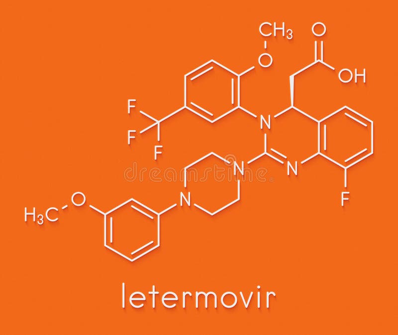 Letermovir Cytomegalovirus Cmv Drug Molecule Skeletal Formula Stock Illustration Illustration Of Compound Fluorine