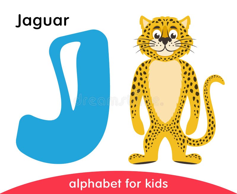 Letra azul J e Jaguar amarelo ilustração royalty free Letra azul J e Jaguar amarelo ilustração royalty free