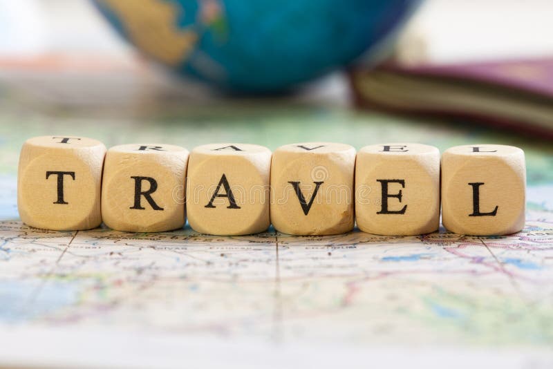 Cubos de Letras - Conceito: Viagem imagens de stock