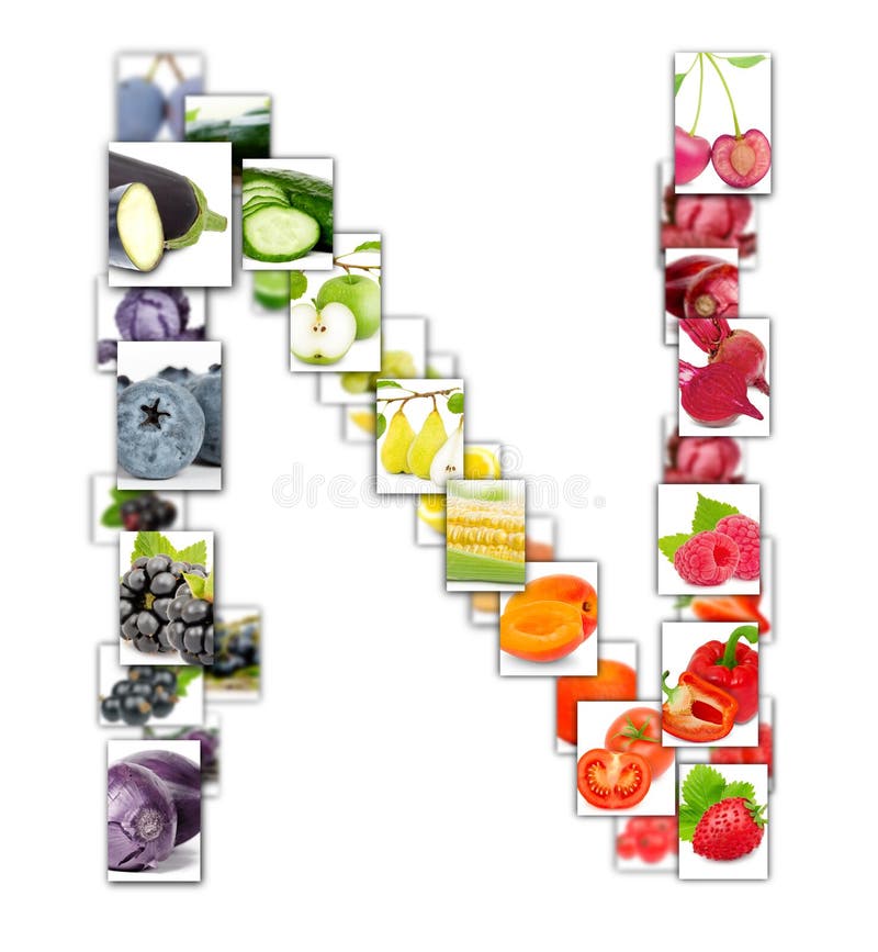 Letra De La Fruta Y Verdura Imagen de archivo - Imagen de multicolor